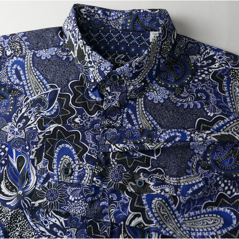 Robert Graham Paisley Button Down Shirt Mens M Blue Classic Fit Mesmerizing 16.5 - Picture 5 of 7
